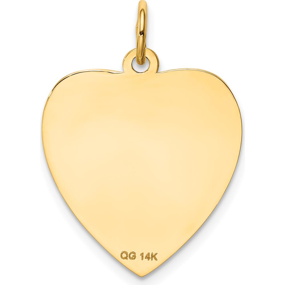 14K Yellow Gold Engravable Heart Disc Charm with Laser Etching - 23mm by Oro Pregiato
