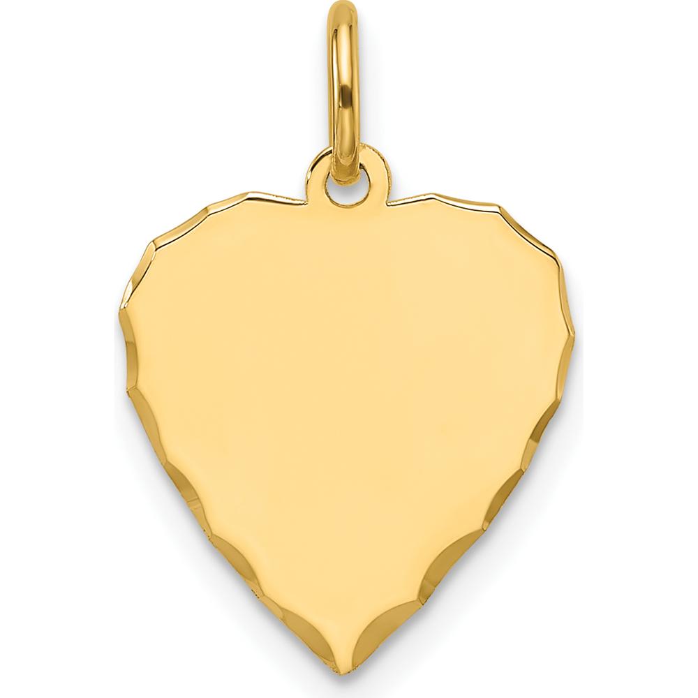 14K Yellow Gold Engravable Heart Disc Charm with Polished Finish by Oro Pregiato