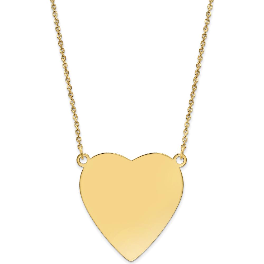 14K Yellow Gold Engravable Heart Pendant Necklace - 18in Cable Chain by Oro Pregiato