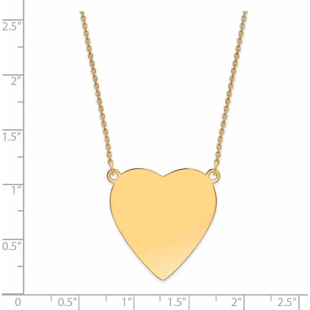 14K Yellow Gold Engravable Heart Pendant Necklace - 18in Cable Chain by Oro Pregiato