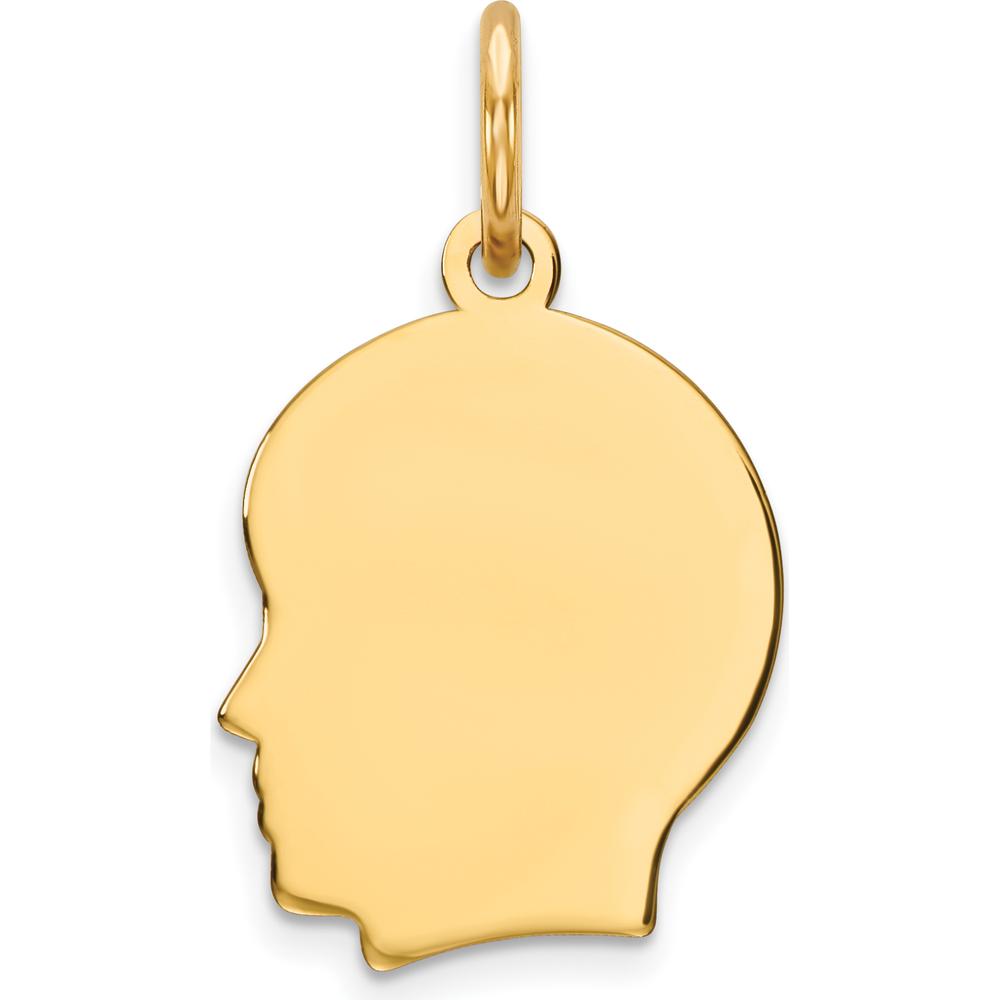 14K Yellow Gold Engravable Left-Facing Boy Head Charm - 0.035 Gauge by Oro Pregiato