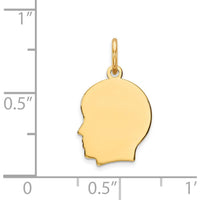 14K Yellow Gold Engravable Left-Facing Boy Head Charm - 0.035 Gauge by Oro Pregiato