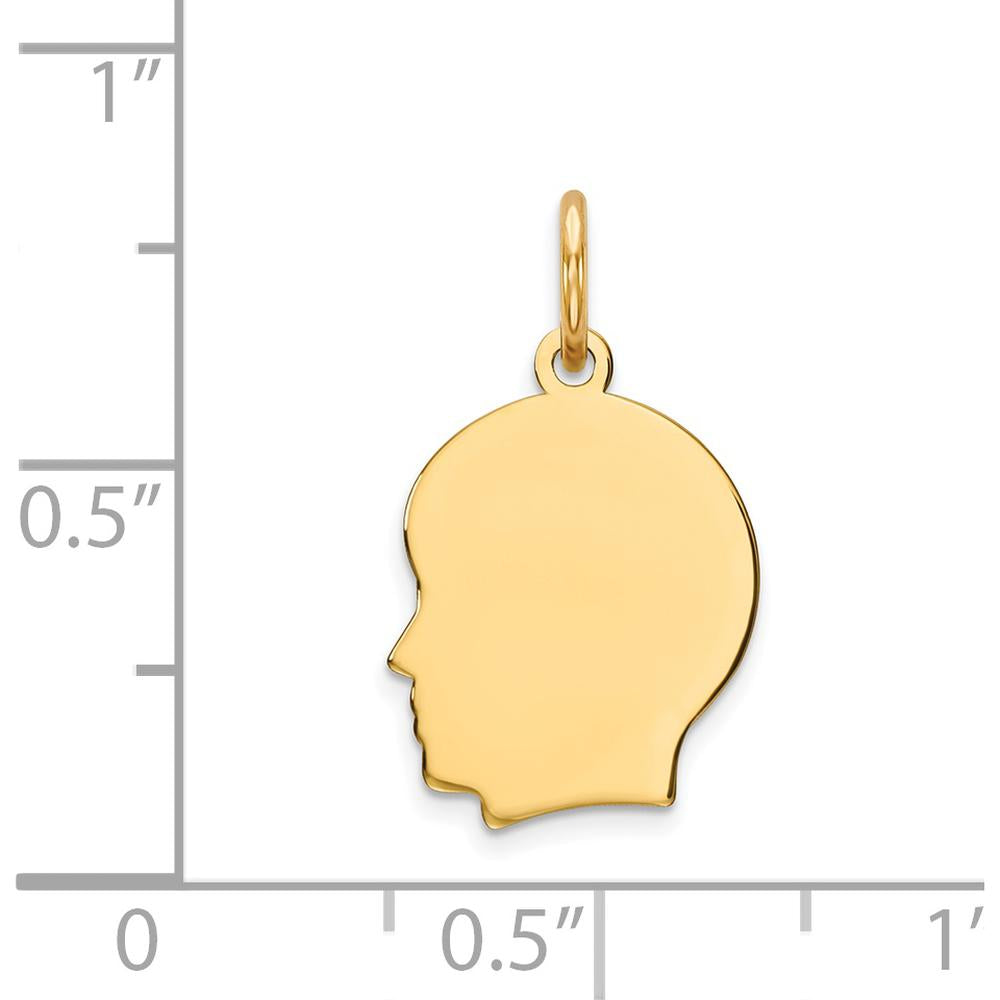 14K Yellow Gold Engravable Left-Facing Boy Head Charm - 0.035 Gauge by Oro Pregiato