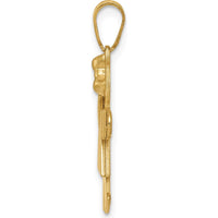 14K Yellow Gold Engravable Little Girl with Bow Pendant - 24mm Length by Oro Pregiato