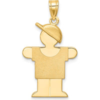 14K Yellow Gold Engravable Medium Boy with Hat Charm - 31mm Length by Oro Pregiato