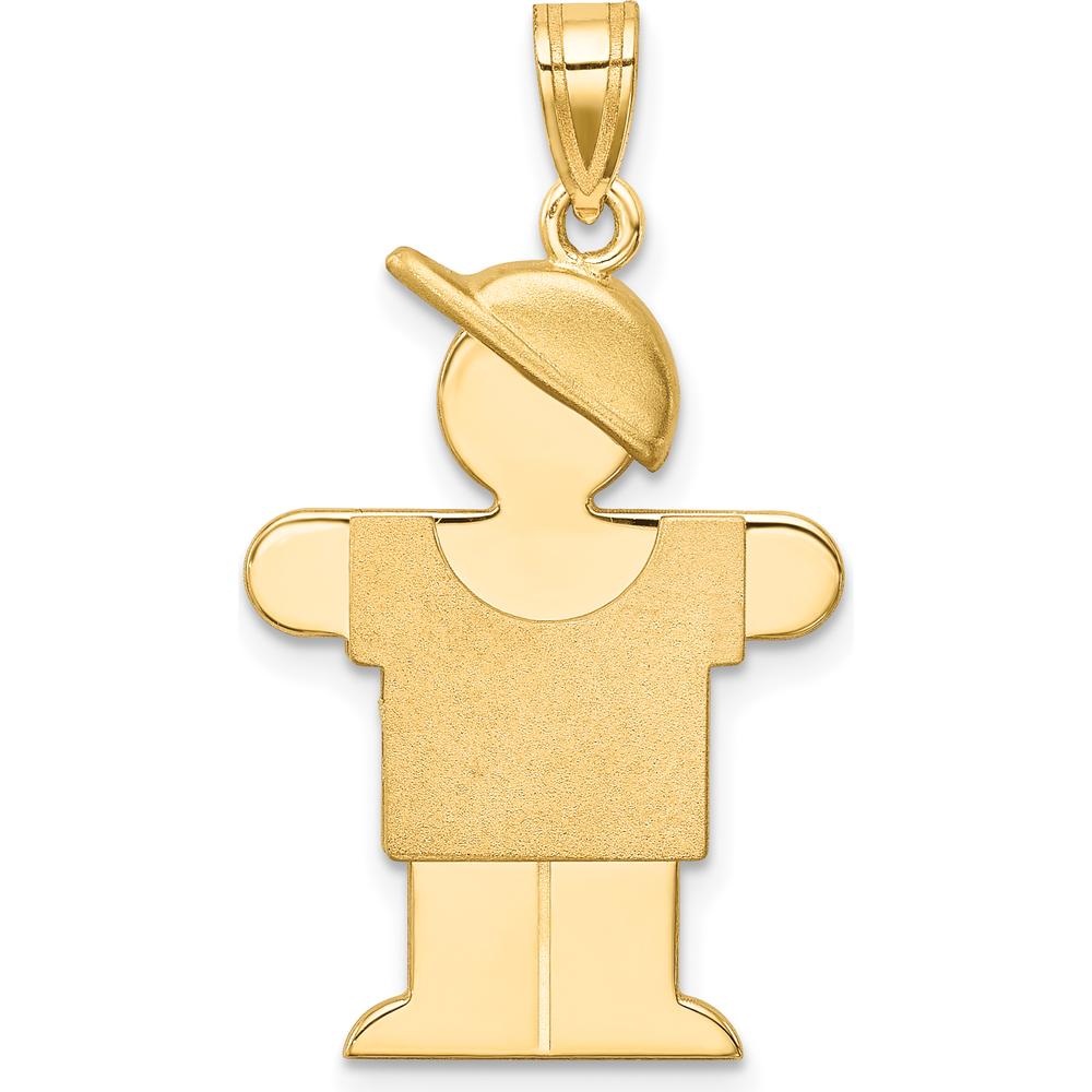 14K Yellow Gold Engravable Medium Boy with Hat Charm - 31mm Length by Oro Pregiato