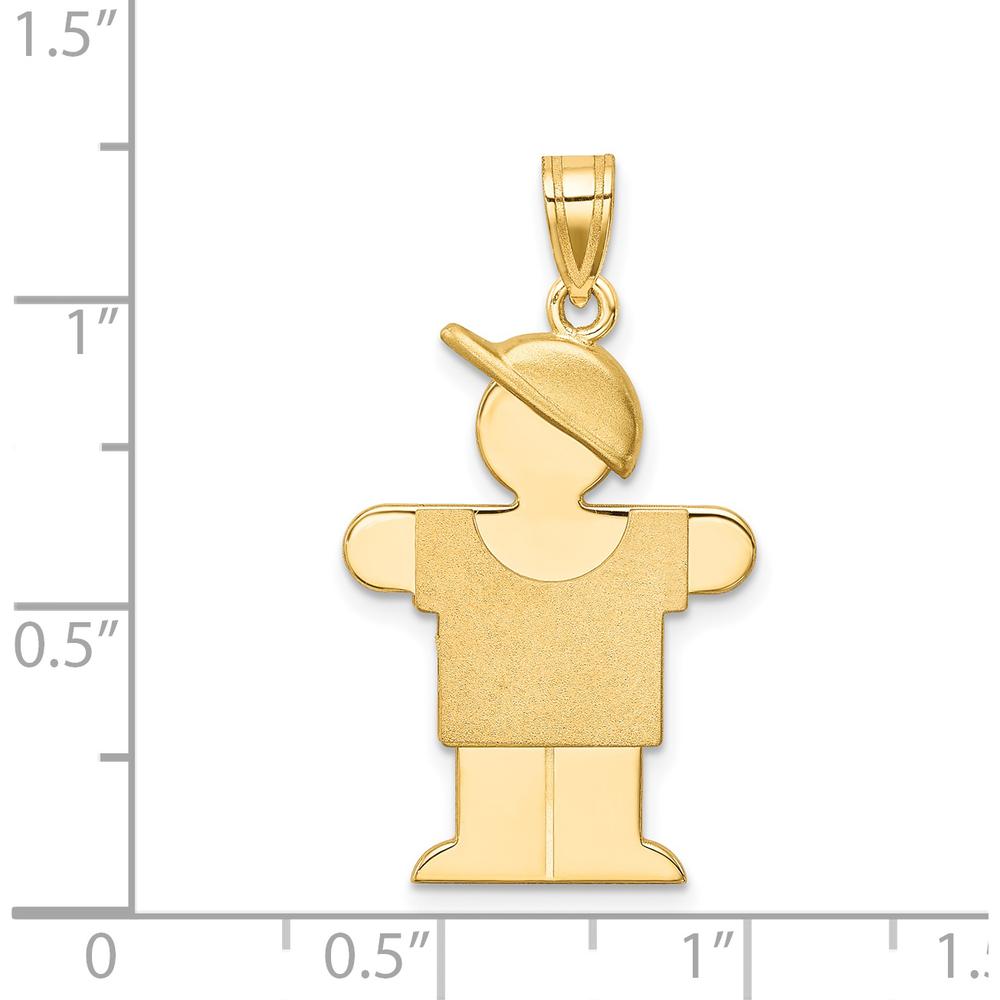 14K Yellow Gold Engravable Medium Boy with Hat Charm - 31mm Length by Oro Pregiato