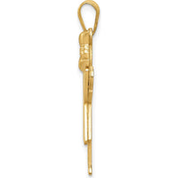 14K Yellow Gold Engravable Medium Girl with Ruffles and Bow Pendant - Solid Gold Love Charm by Oro Pregiato