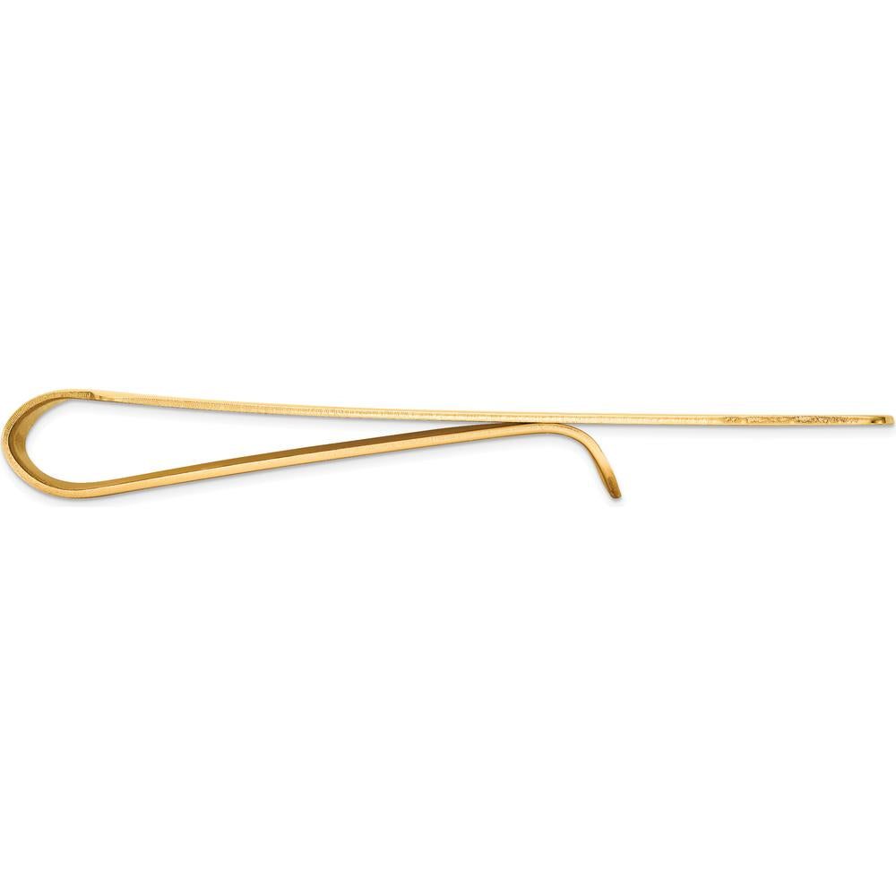 14K Yellow Gold Engravable Men's Money Clip with Grooved Detailing and Polished Finish by Oro Pregiato