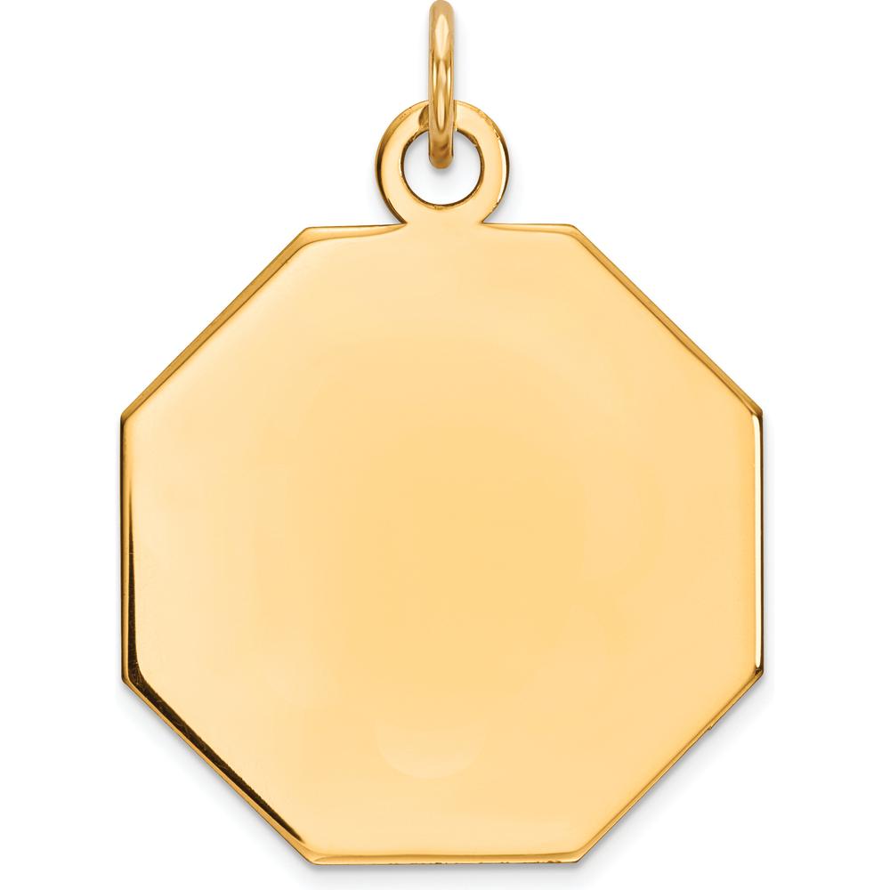 14K Yellow Gold Engravable Octagonal Disc Charm - 27mm Length by Oro Pregiato