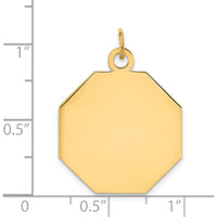 14K Yellow Gold Engravable Octagonal Disc Charm - 27mm Length by Oro Pregiato