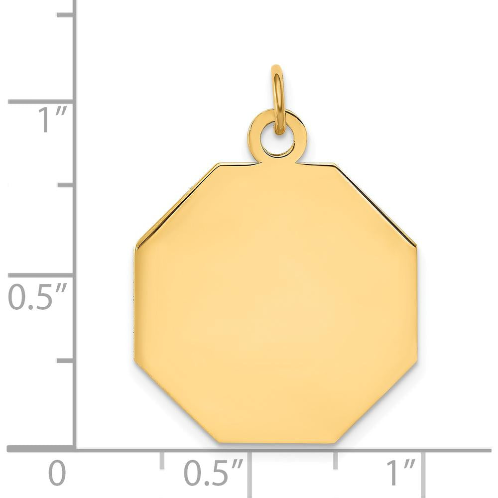14K Yellow Gold Engravable Octagonal Disc Charm - 27mm Length by Oro Pregiato