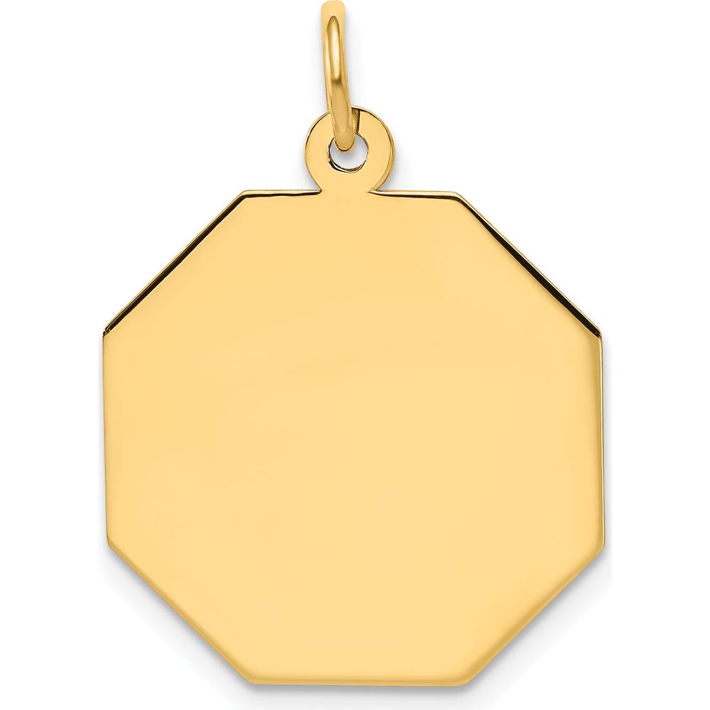 14K Yellow Gold Engravable Octagonal Disc Charm Pendant - Personalized Jewelry Piece by Oro Pregiato