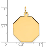 14K Yellow Gold Engravable Octagonal Disc Charm Pendant - Personalized Jewelry Piece by Oro Pregiato