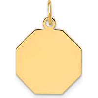 14K Yellow Gold Engravable Octagonal Disc Charm - Personalized Luxury Pendant by Oro Pregiato