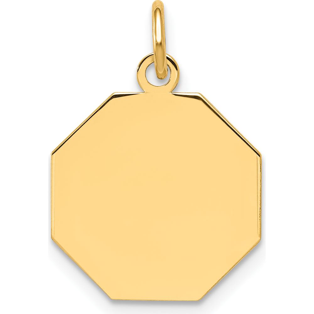 14K Yellow Gold Engravable Octagonal Disc Charm - Personalized Luxury Pendant by Oro Pregiato