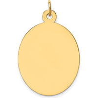 14K Yellow Gold Engravable Oval Disc Charm - Personalized Jewelry Keepsake by Oro Pregiato