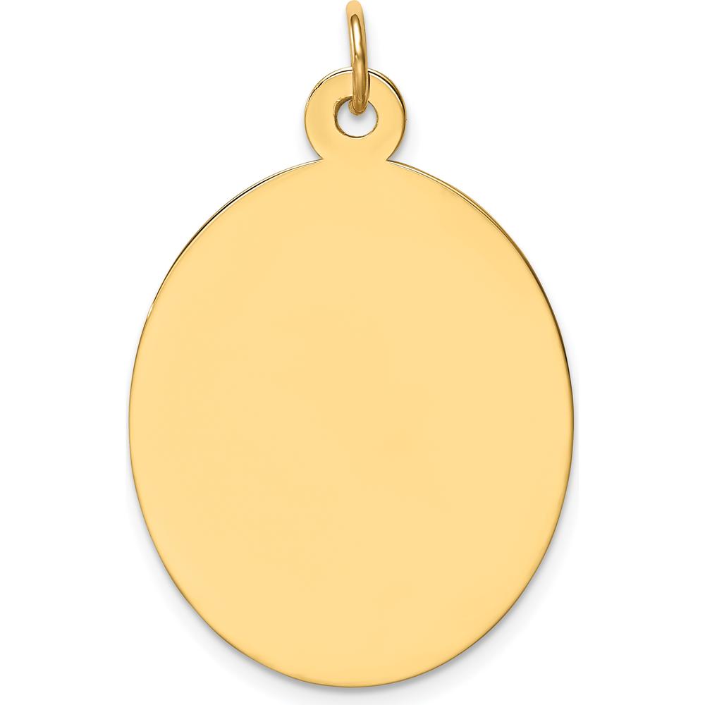 14K Yellow Gold Engravable Oval Disc Charm - Personalized Jewelry Keepsake by Oro Pregiato