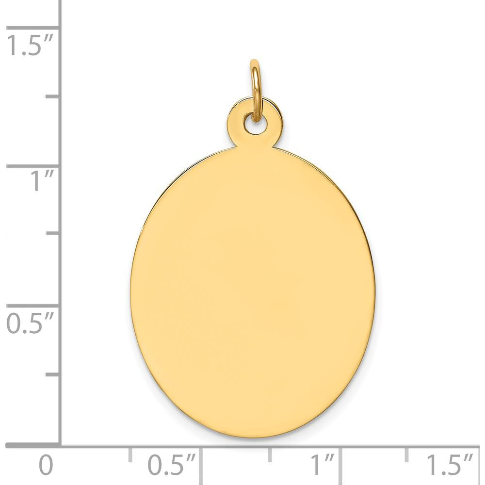 14K Yellow Gold Engravable Oval Disc Charm - Personalized Jewelry Keepsake by Oro Pregiato