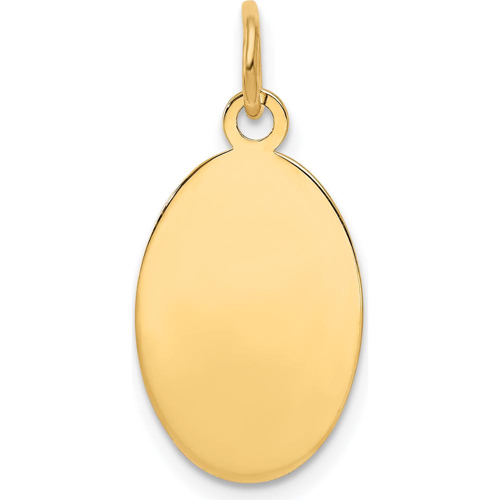 14K Yellow Gold Engravable Oval Disc Charm - Personalized Pendant by Oro Pregiato