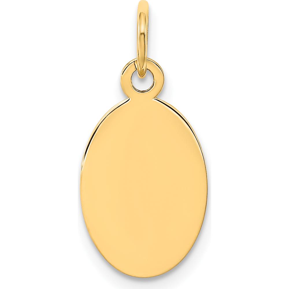 14K Yellow Gold Engravable Oval Disc Charm - Personalized Polished Pendant by Oro Pregiato