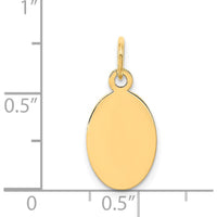 14K Yellow Gold Engravable Oval Disc Charm - Personalized Polished Pendant by Oro Pregiato