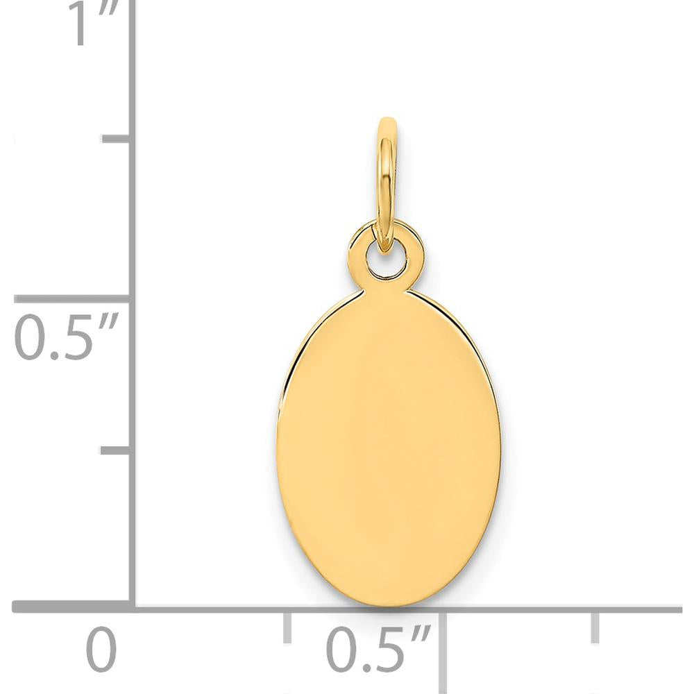 14K Yellow Gold Engravable Oval Disc Charm - Personalized Polished Pendant by Oro Pregiato