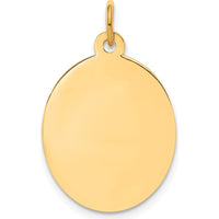 14K Yellow Gold Engravable Oval Disc Charm - Polished Finish by Oro Pregiato