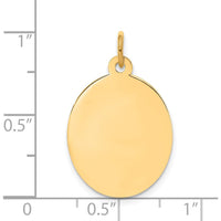 14K Yellow Gold Engravable Oval Disc Charm - Polished Finish by Oro Pregiato