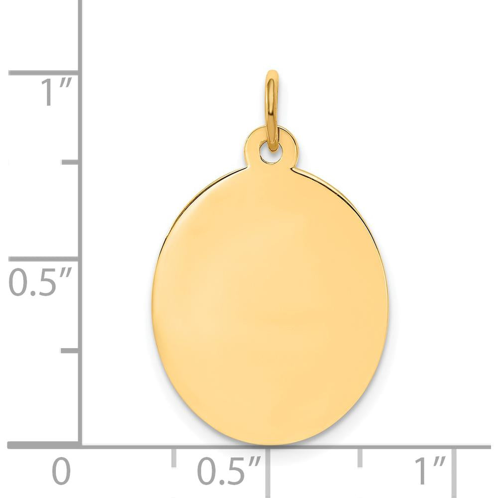 14K Yellow Gold Engravable Oval Disc Charm - Polished Finish by Oro Pregiato