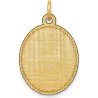 14K Yellow Gold Engravable Oval Disc Charm with Textured Pattern - Personalized Pendant by Oro Pregiato
