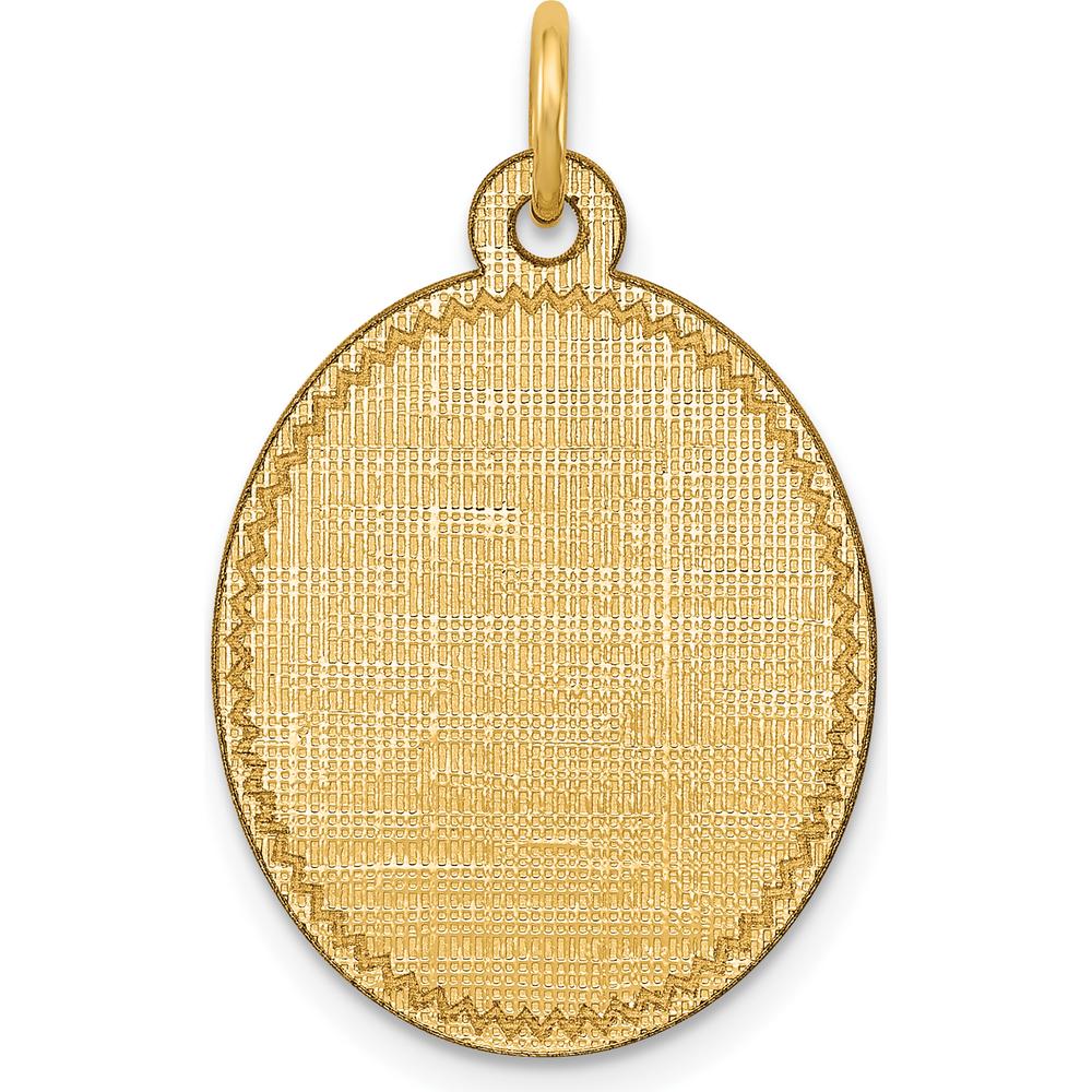 14K Yellow Gold Engravable Oval Disc Charm with Textured Pattern - Personalized Pendant by Oro Pregiato