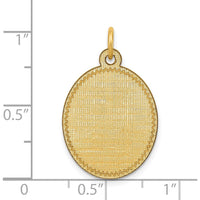 14K Yellow Gold Engravable Oval Disc Charm with Textured Pattern - Personalized Pendant by Oro Pregiato