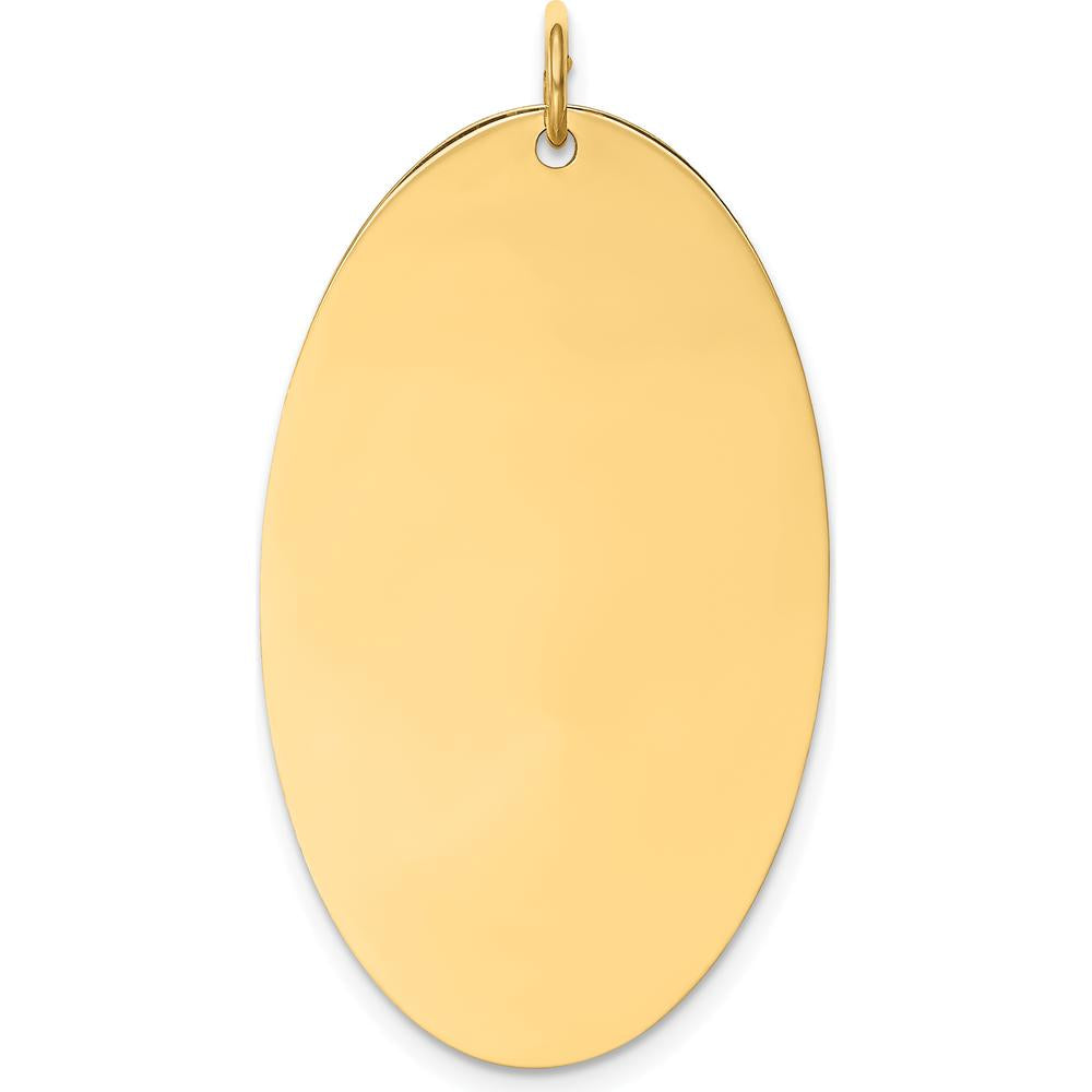 14K Yellow Gold Engravable Polished Elliptical Disc Charm - 38mm Length by Oro Pregiato