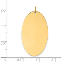 14K Yellow Gold Engravable Polished Elliptical Disc Charm - 38mm Length by Oro Pregiato