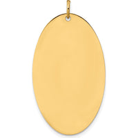14K Yellow Gold Engravable Polished Elliptical Disc Charm - 38mm Length by Oro Pregiato