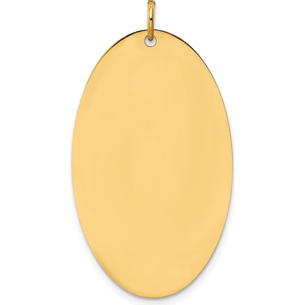 14K Yellow Gold Engravable Polished Elliptical Disc Charm - 38mm Length by Oro Pregiato
