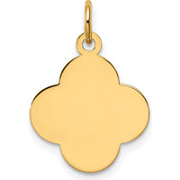 14K Yellow Gold Engravable Quadrafoil Disc Charm - 21mm Length, 15mm Width by Oro Pregiato