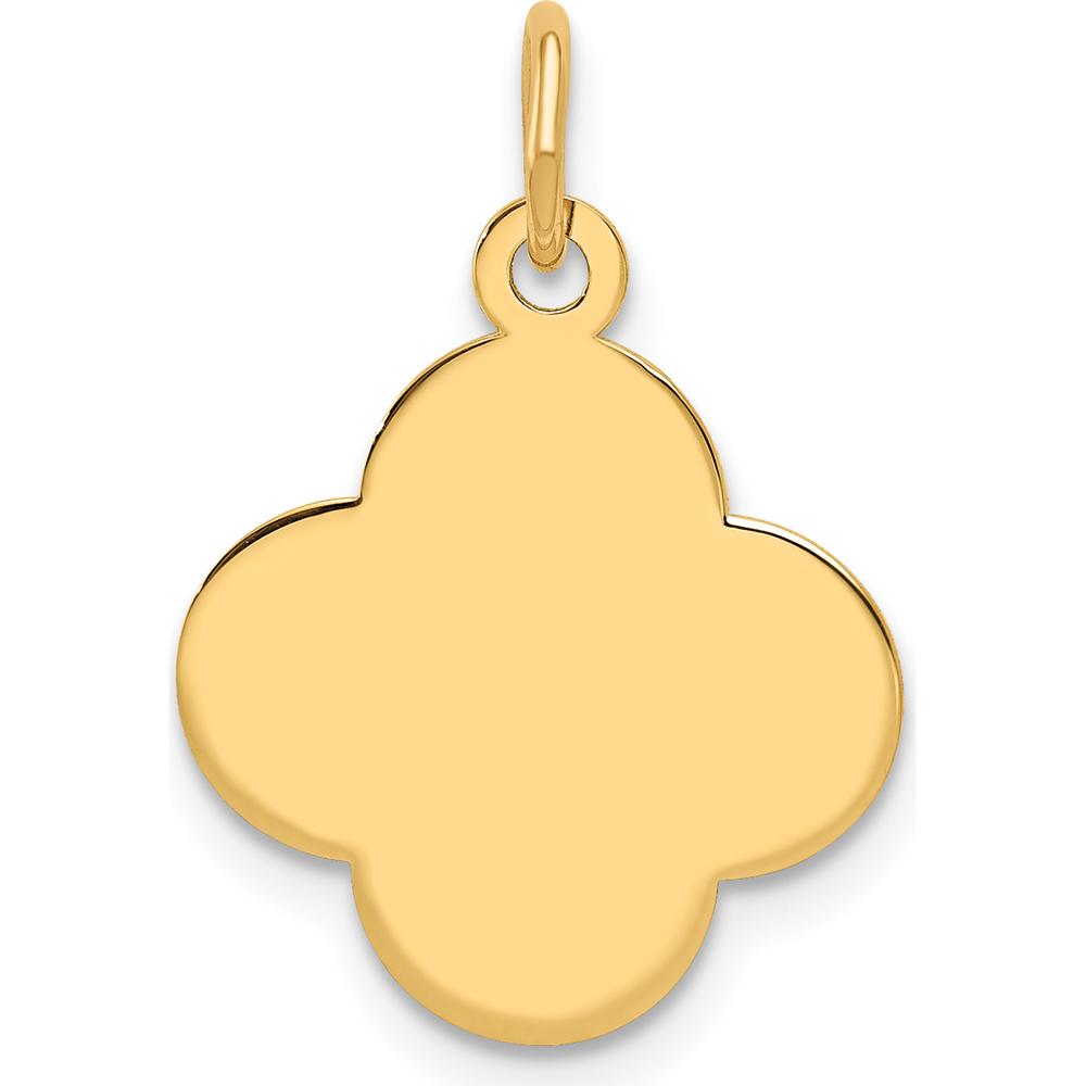 14K Yellow Gold Engravable Quadrafoil Disc Charm - Personalized Jewelry Pendant by Oro Pregiato