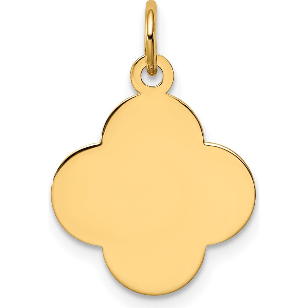 14K Yellow Gold Engravable Quadrafoil Disc Charm - Personalized Jewelry Pendant by Oro Pregiato