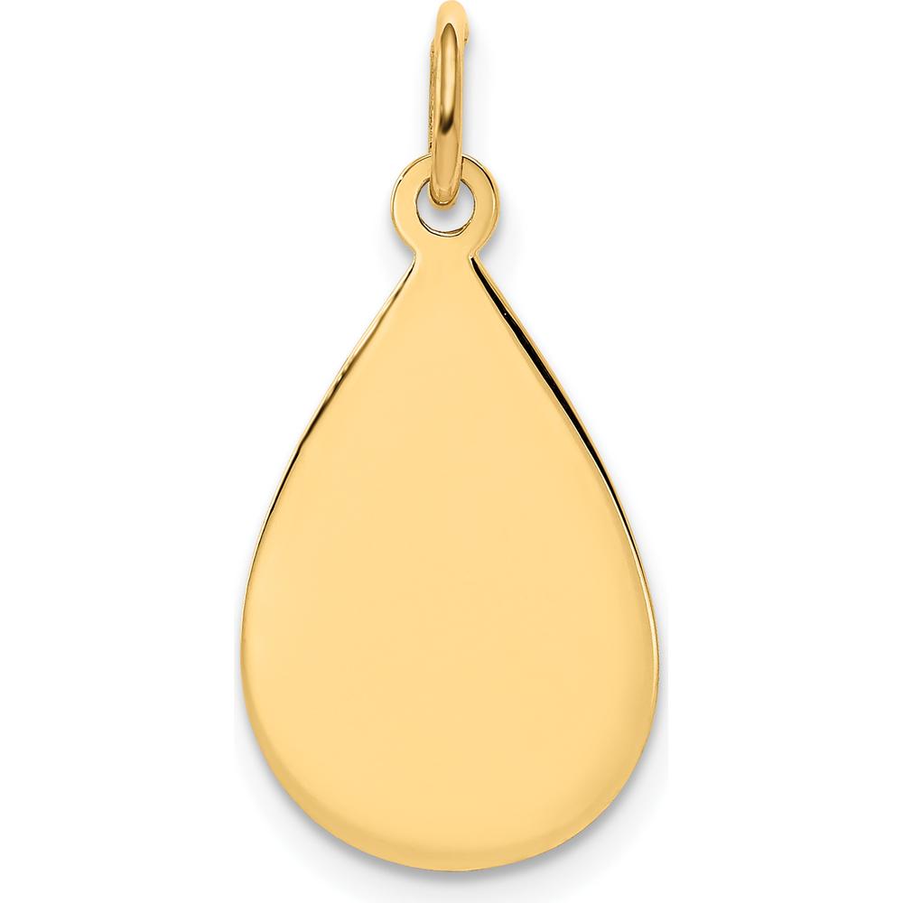 14K Yellow Gold Engravable Raindrop Disc Charm - Personalized Pendant by Oro Pregiato