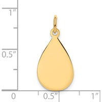 14K Yellow Gold Engravable Raindrop Disc Charm - Personalized Pendant by Oro Pregiato