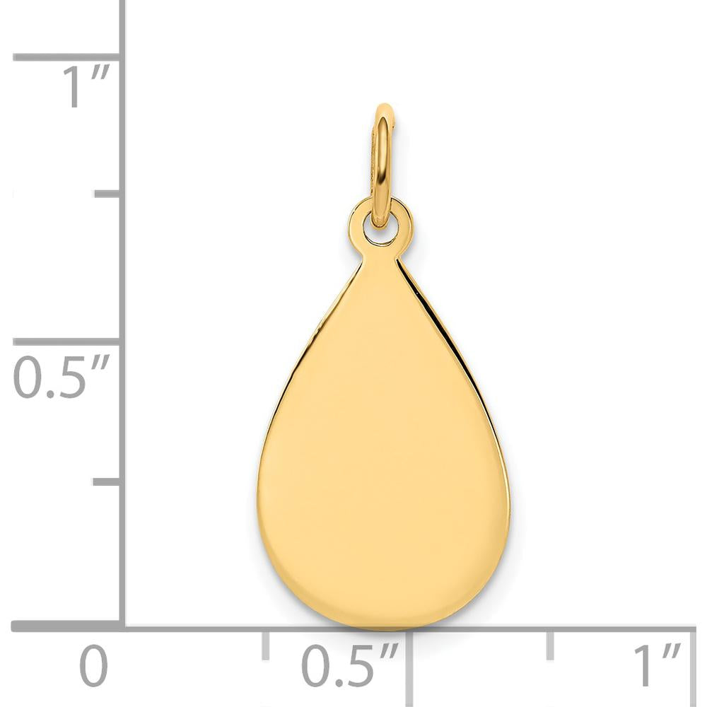14K Yellow Gold Engravable Raindrop Disc Charm - Personalized Pendant by Oro Pregiato