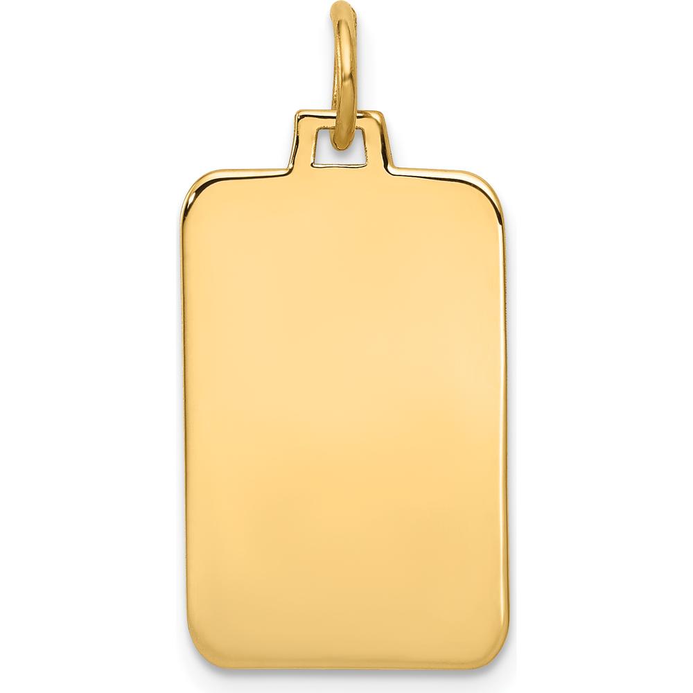 14K Yellow Gold Engravable Rectangular Disc Charm - 26mm Length, Polished Finish by Oro Pregiato