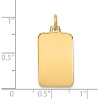 14K Yellow Gold Engravable Rectangular Disc Charm - 26mm Length, Polished Finish by Oro Pregiato