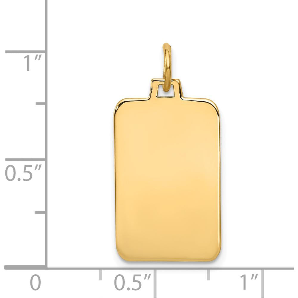 14K Yellow Gold Engravable Rectangular Disc Charm - 26mm Length, Polished Finish by Oro Pregiato