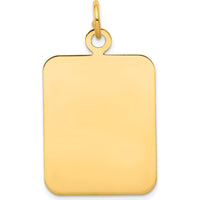 14K Yellow Gold Engravable Rectangular Disc Charm - 33mm Length by Oro Pregiato