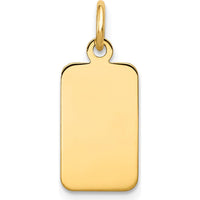 14K Yellow Gold Engravable Rectangular Disc Charm Pendant with Polished Finish - Personalized Keepsake by Oro Pregiato