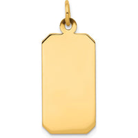 14K Yellow Gold Engravable Rectangular Disc Charm - Personalized Customizable Pendant with Polished Finish by Oro Pregiato