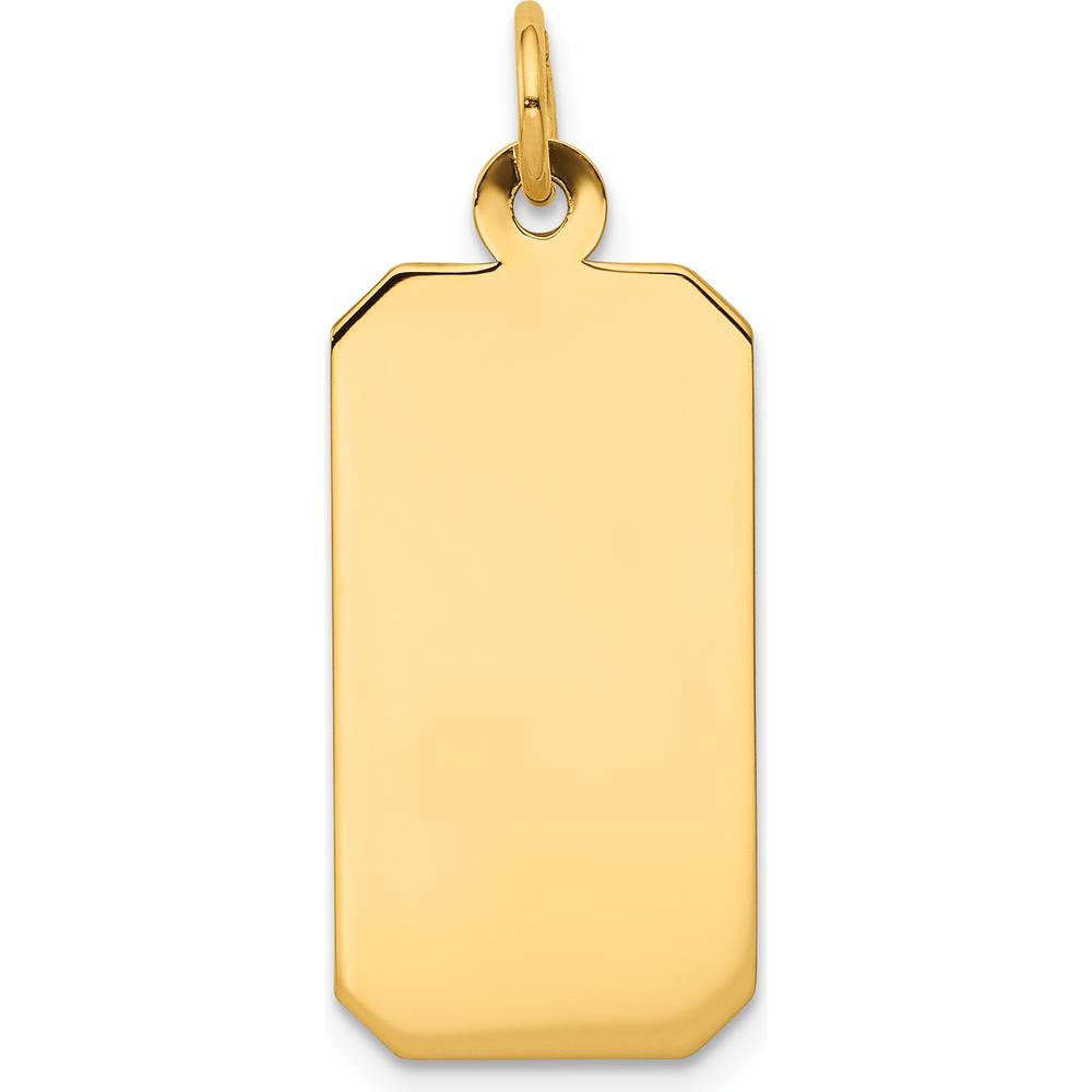 14K Yellow Gold Engravable Rectangular Disc Charm - Personalized Customizable Pendant with Polished Finish by Oro Pregiato